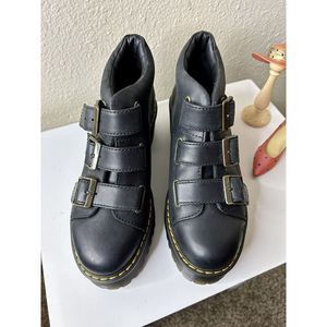 Dr. Martens Black Leather Coppola Buckle Platform Ankle Boots UK 4 US 6 Y2K!